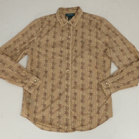 Country Charm Floral Shirt Ralph Lauren Vintage 90s Button Down Feminine Cotton - Picture 8 of 12